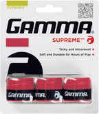Gamma Sports Supreme Overgrip For Tennis, Pickleball, Squash, Badminton, And Racquetball Racquets, 3-Pack, Red