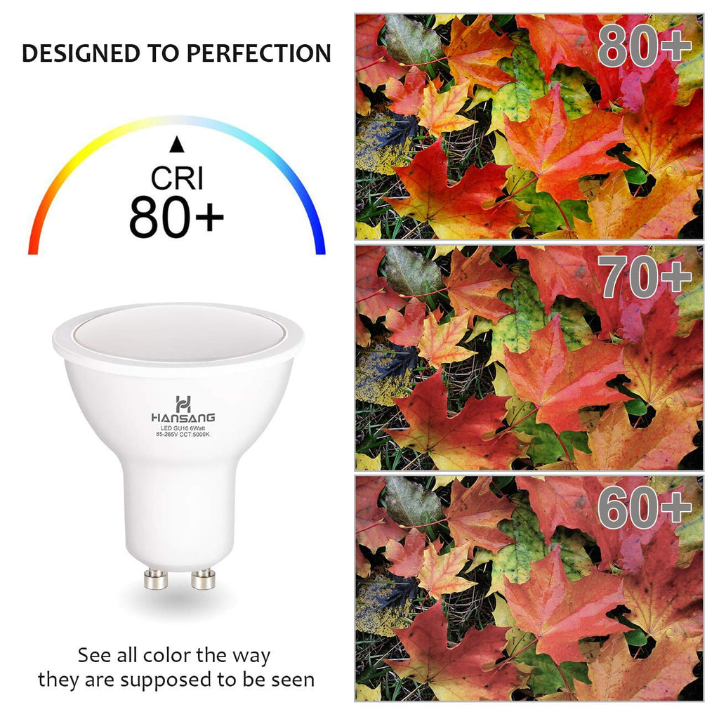 Hansang Gu10 Led Bulbs Lighting,Led 55 Watt Replacement 50W Halogen, 85-265Vac, 550 Lumens, 5000K (Daylight), 120A,Frosted Mr16