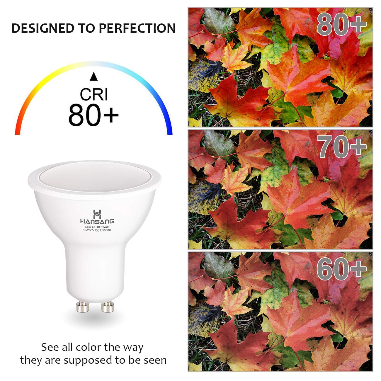 Hansang Gu10 Led Bulbs Lighting,Led 55 Watt Replacement 50W Halogen, 85-265Vac, 550 Lumens, 5000K (Daylight), 120A,Frosted Mr16