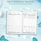 Epewizd Fitness Journal Hardcover Workout Planner 6- Month Undated Workout Log Book Home Gym Accessories For Women And Man-Sierr