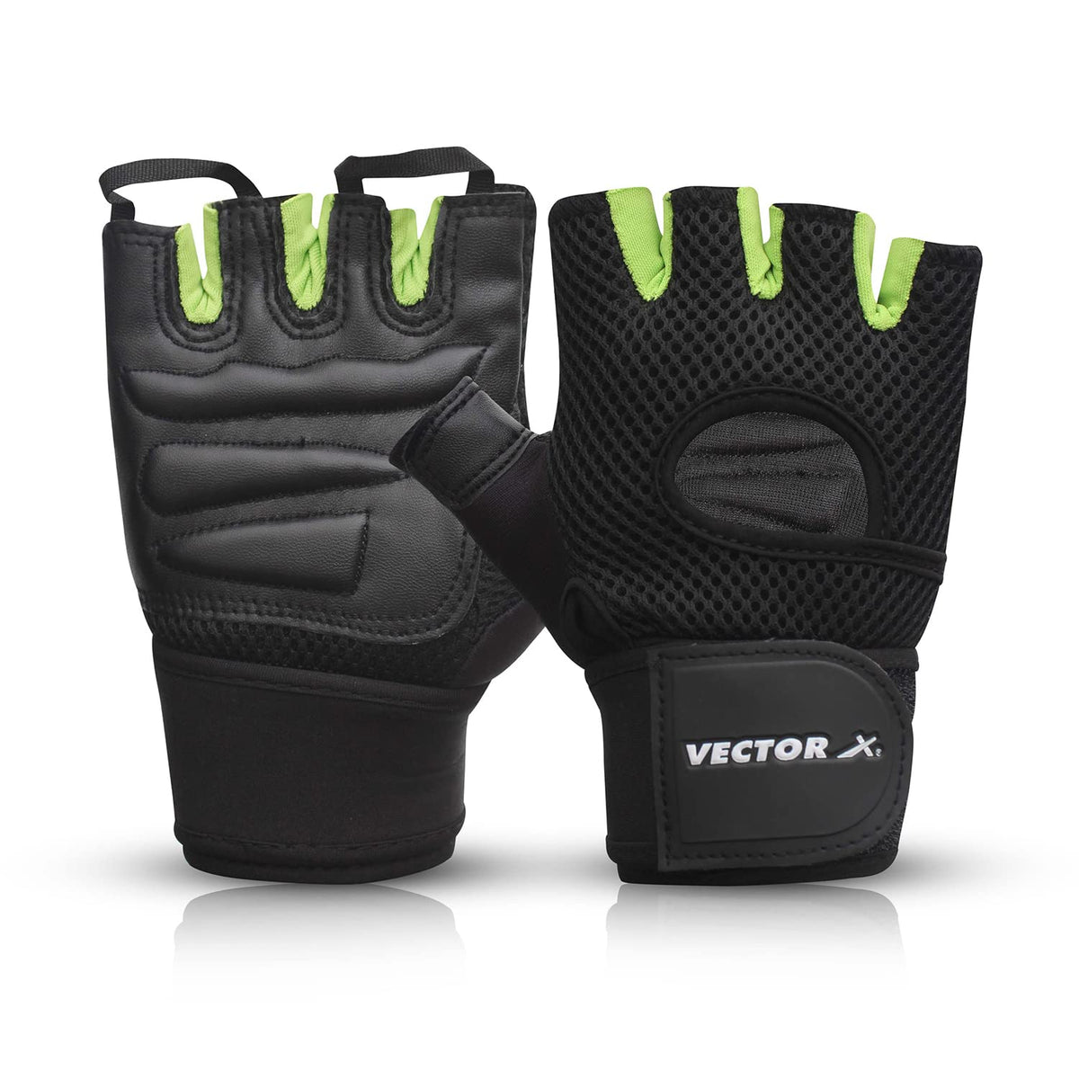 Vector X Vx 500 Gym Fitness Fingerless Gloves For Men Women Sports Practice Gloves With Wrist Support Accessories Size MBlack