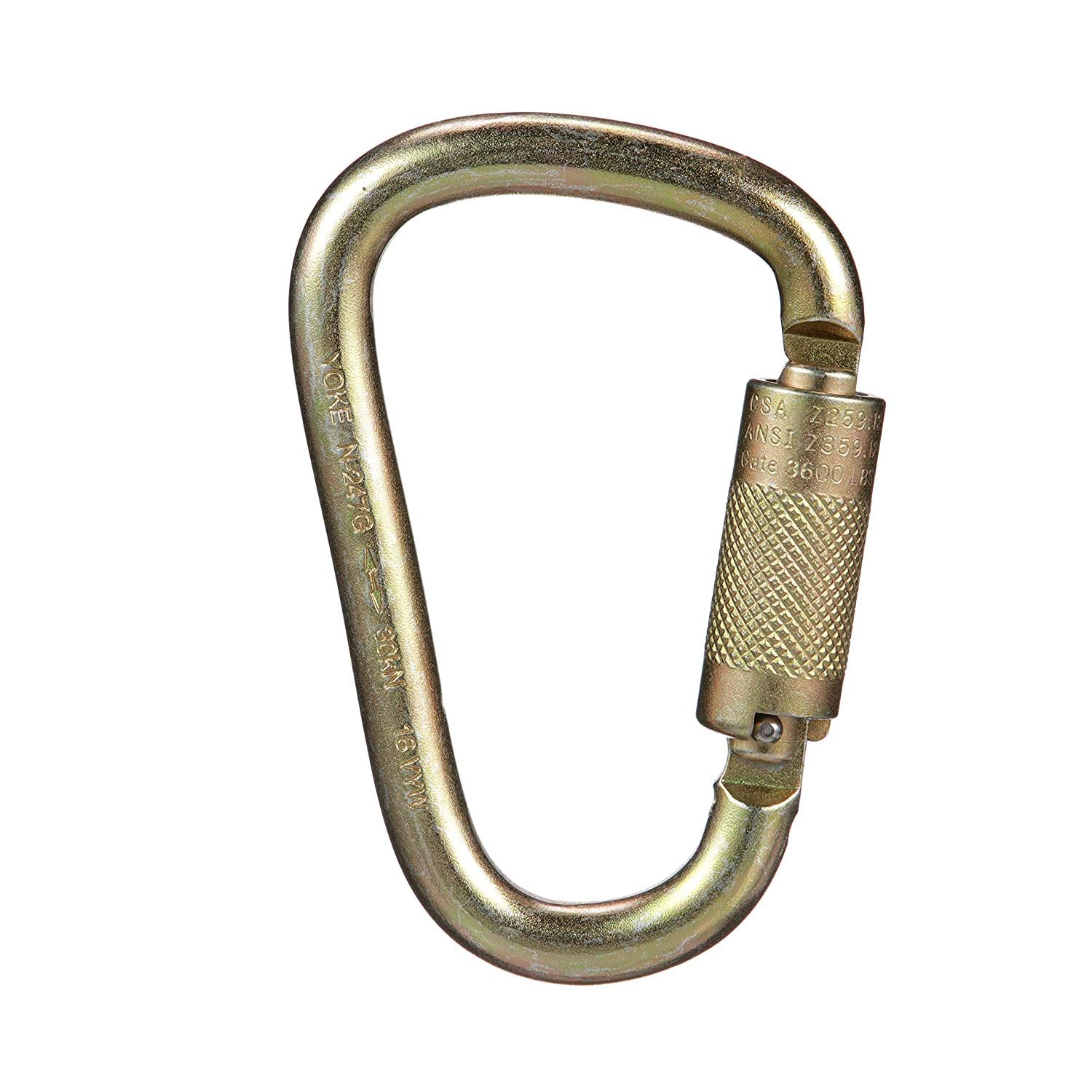 Msa 10089207 Carabiner - Gate Opening: 1'' (25Mm), Length: 4.803'', Lock Type: Auto-Locking With Pin, Material: Steel, Color: Ba