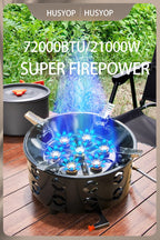 Husyop 3 In 1 Portable Windproof Camping Stove Gas Cooking Burner, 21000W Propane Burners With Piezo Ignition And Carrying Bag F