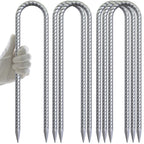 Aagut 12 Inch Trampoline Stakes 6 Pack U Shaped Rebar Ground Anchors Heavy Duty High Winds Galvanized Steel Trampolines Accessor
