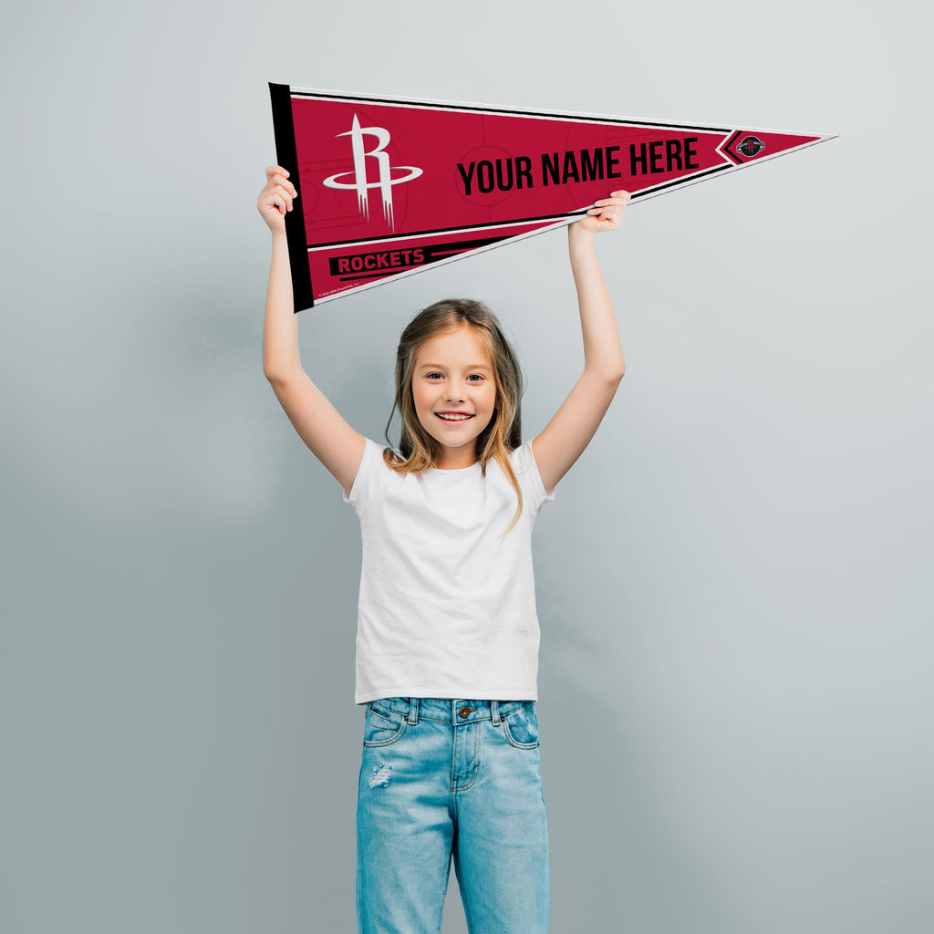 Rico Industries Nba Basketball Houston Rockets Personalized - Custom 12'' X 30'' Soft Felt Pennant - Ez To Hang