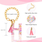 Letter Charm Accessories for Stanley Cup 1 PCS Cute Initial Keychain Handle Charm for Stanley Tumbler for Women Pink Letter H