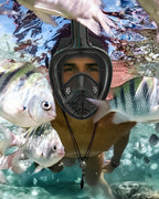 QingSong Full Face Snorkel Mask for Adults, Snorkeling Gear with Camera Mount, 180 Degree Panoramic View Snorkel Set Anti-Fog An