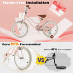 BABY JOY Kids Bike, 18 Inch Boys Girls Bike for 4-8 Years Old w/Training Wheels, Adjustable Seat, Removable Basket, Handbrake an