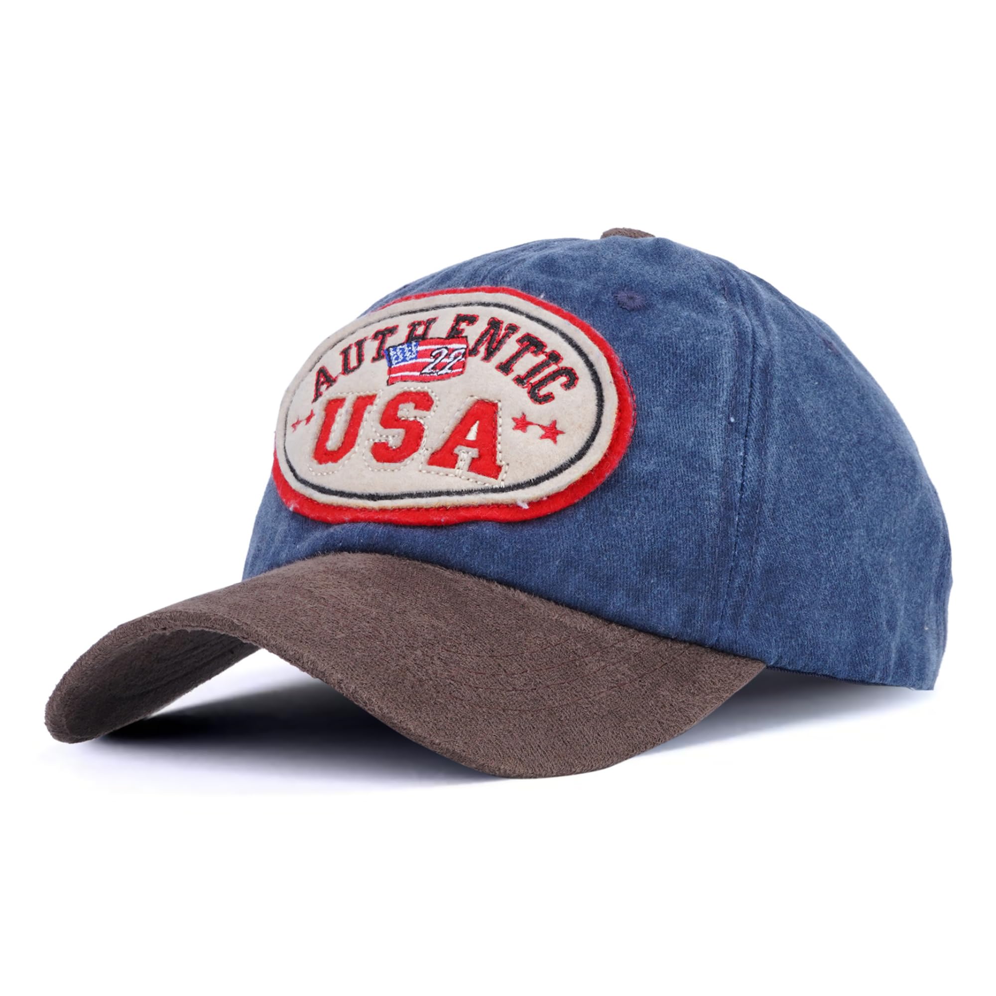 Aavjo Cotton Baseball Cap Hat Topi For Men Women L Beach Gym Cricket Sports Running Cap (Authenticusa Blue)