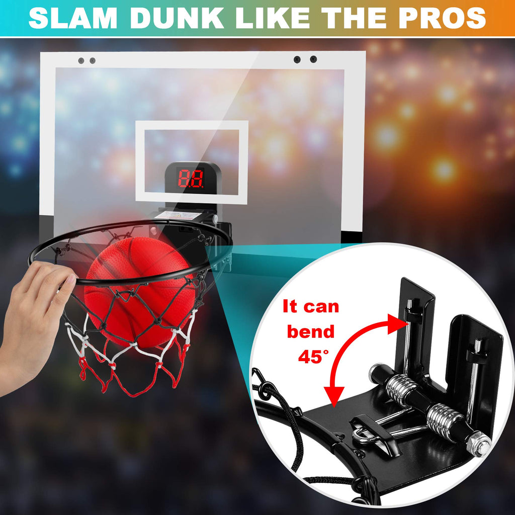 Treywell Indoor Basketball Hoop Fan Backboards For Teens And Adults Door Room Mini Hoop With Electronic Scoreboard, 3 Balls And