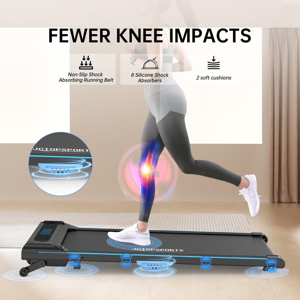 Modida 2-In-1 Under Desk Treadmill, Foldable Walking Pad For Home Office, Portable Electric Treadmill With Remote Control & Led