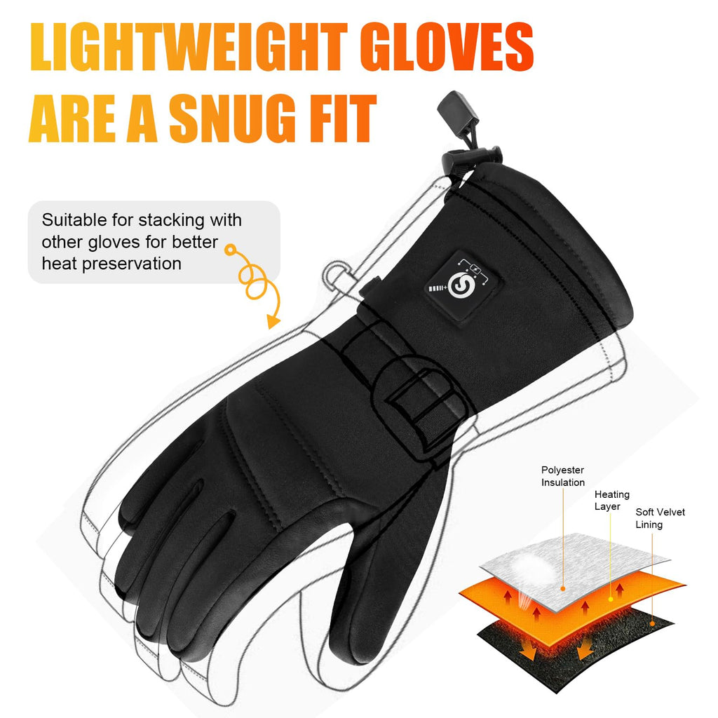 Upgraded Heated Glove Liners For Men Women, Rechargeable Electric Battery Heated Gloves Windproof Winter Glove Liners Thin Glove
