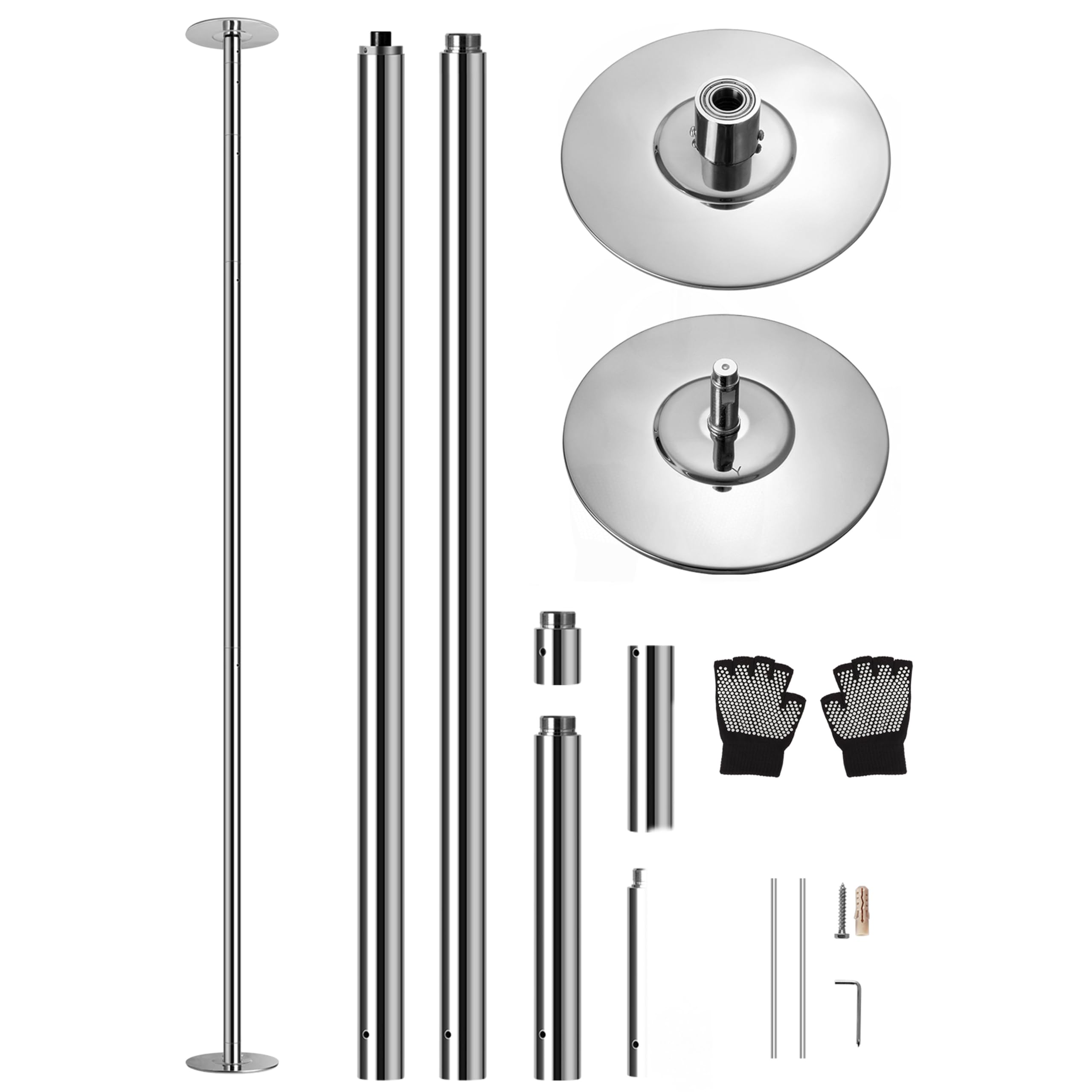 SereneLife Portable Spinning Dancing Pole - Adjustable 82-108 Removable Fitness Pole with Dome & Base - Durable Steel Structur