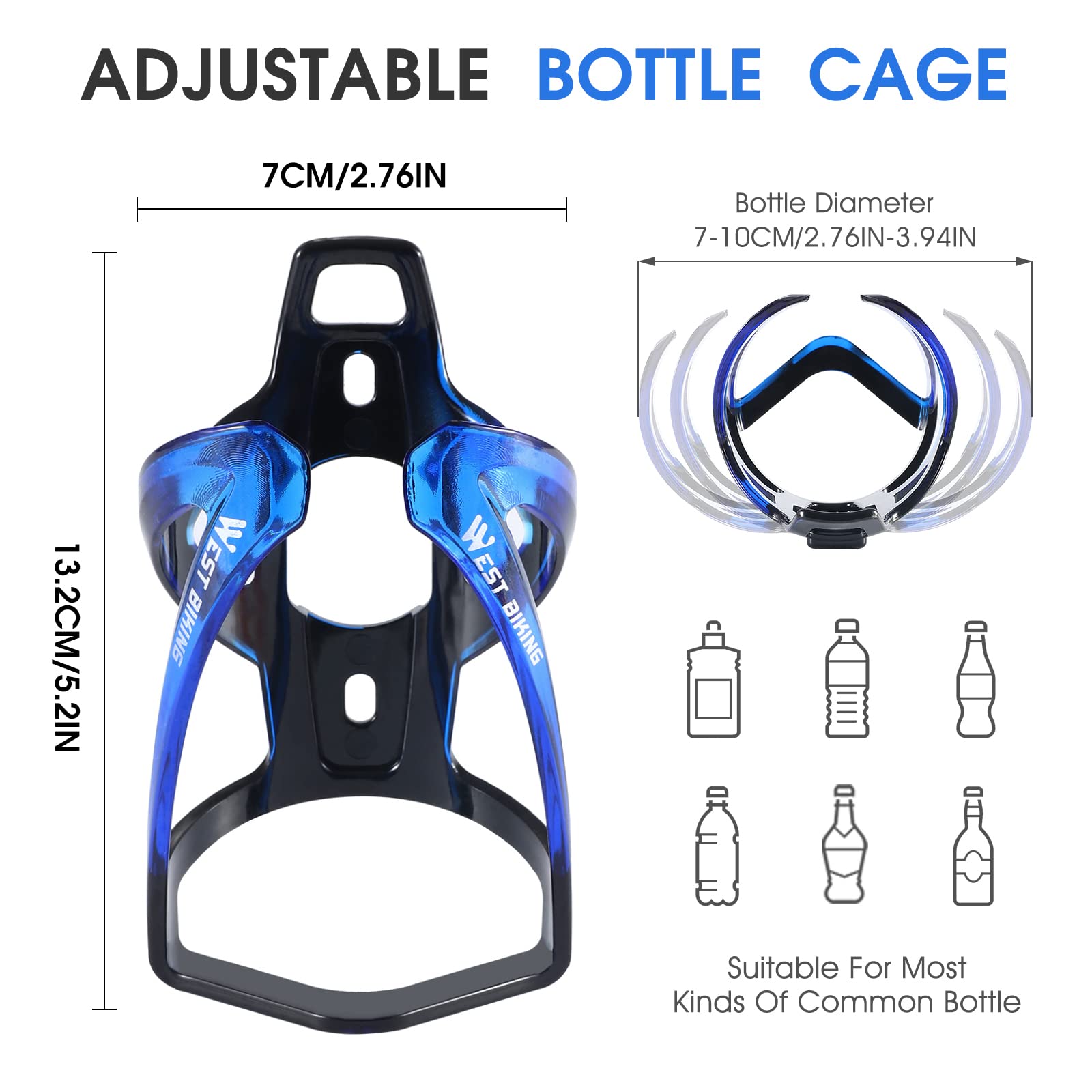 Bike Water Bottle Cage, Durable Ultralight Plastic Water Drink Holder Rack, Lightweight Pc Water Bottle Holder For Bicycle, Cycl