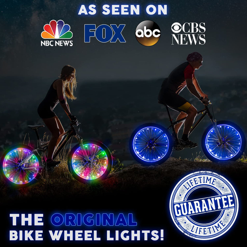 Activ Life Bike Wheel Lights - 2-Pack, Orange - Led Spoke & Tire Clip-On With Silicone Mount - 360 Visibility & Flashing Mode Fo