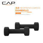 Cap Barbell Neoprene Dumbbell Weights, 3 Lb Pair, Black