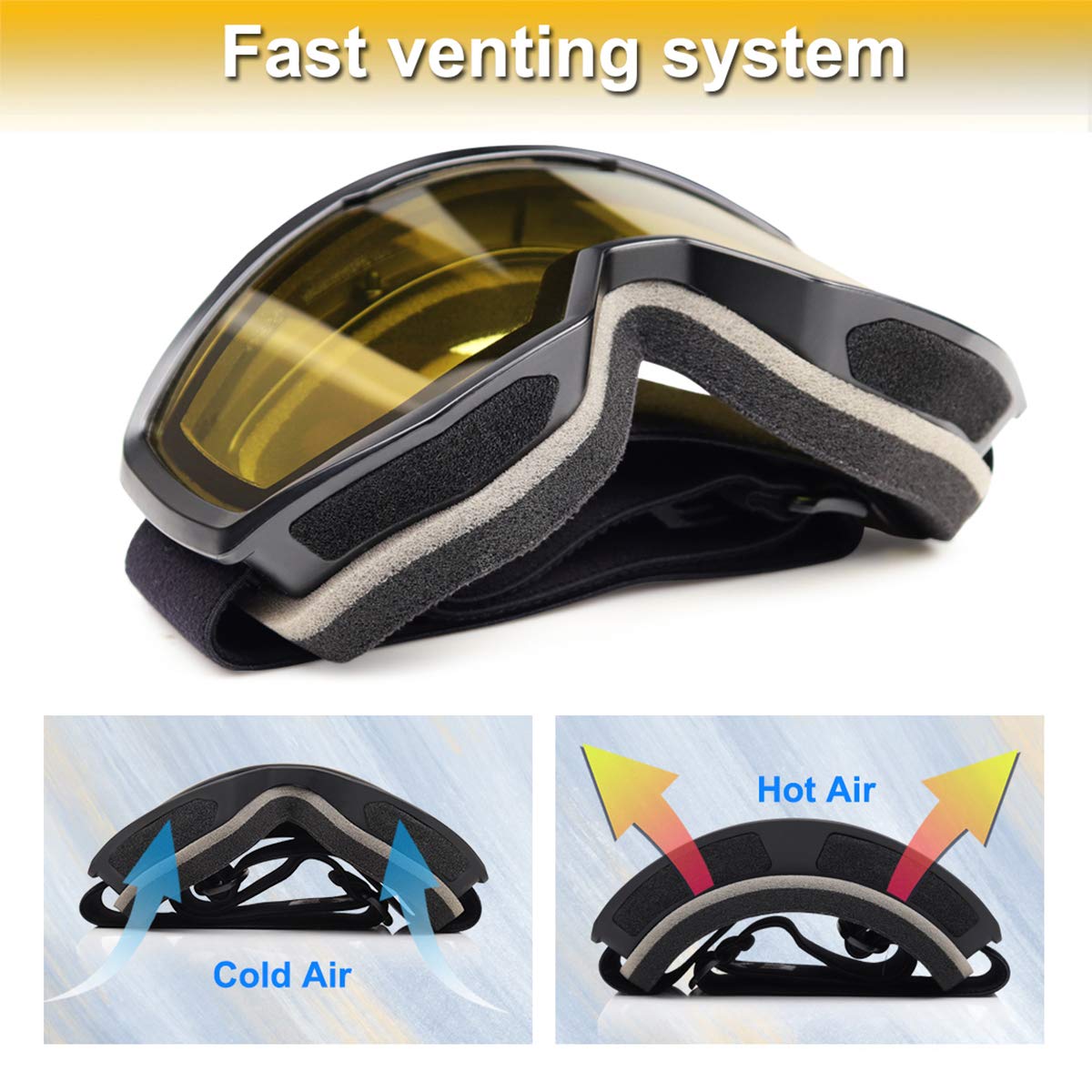 Exp Vision Ski Goggles Snowboard For Men Women, Otg Anti Fog Uv Protection Snow Goggles
