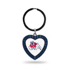 Rico Industries Ncaa Fresno State Bulldogs Ncaa Rhinestone Heart Colored Keychain, Navy, 3-Inches In Length