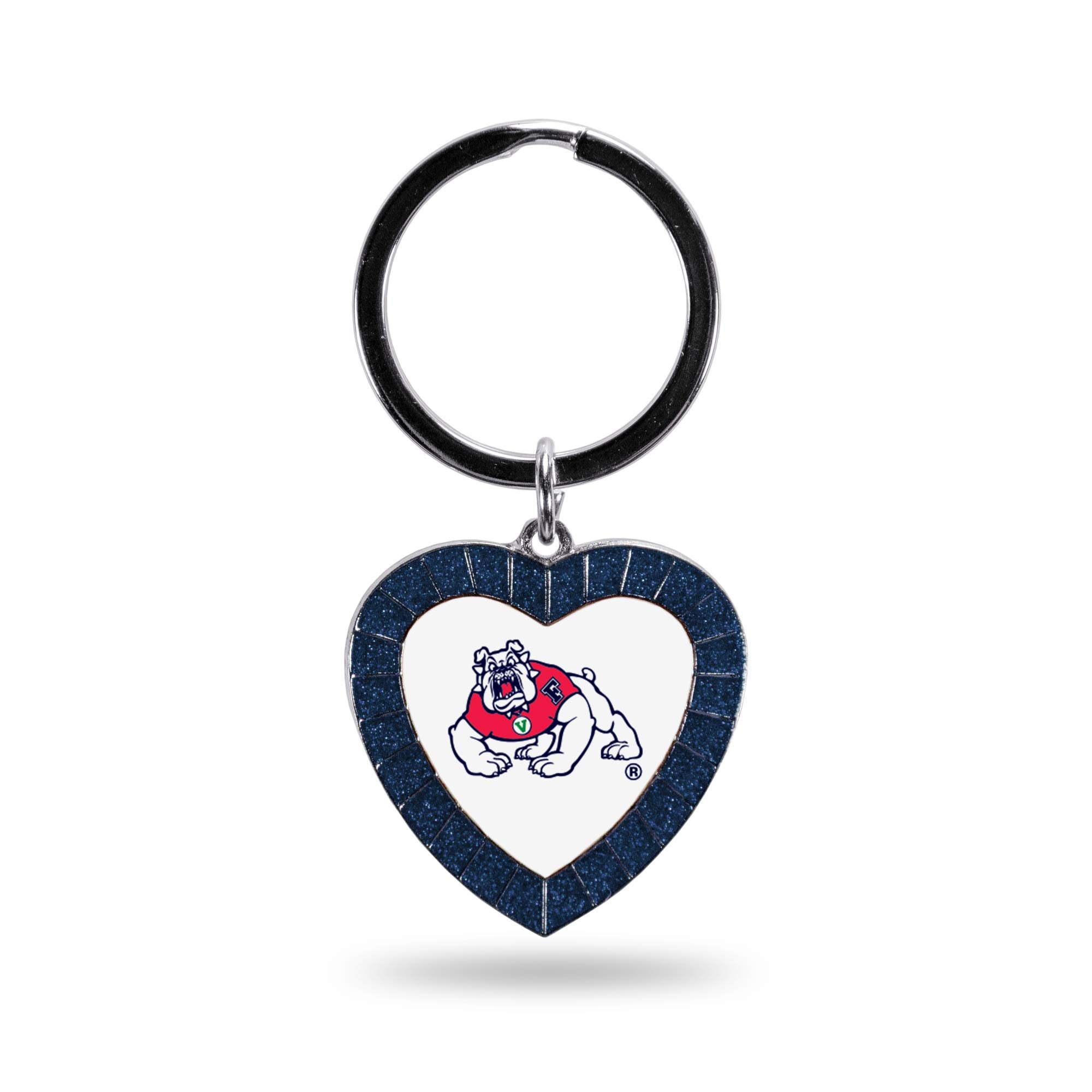 Rico Industries Ncaa Fresno State Bulldogs Ncaa Rhinestone Heart Colored Keychain, Navy, 3-Inches In Length