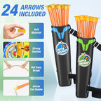 HYES 2 Pack Kids Bow and Arrow with 29 Large Dart Board, LED Light Up Archery Set with 24 Suction Cup Arrows, Indoor Outdoor Spo