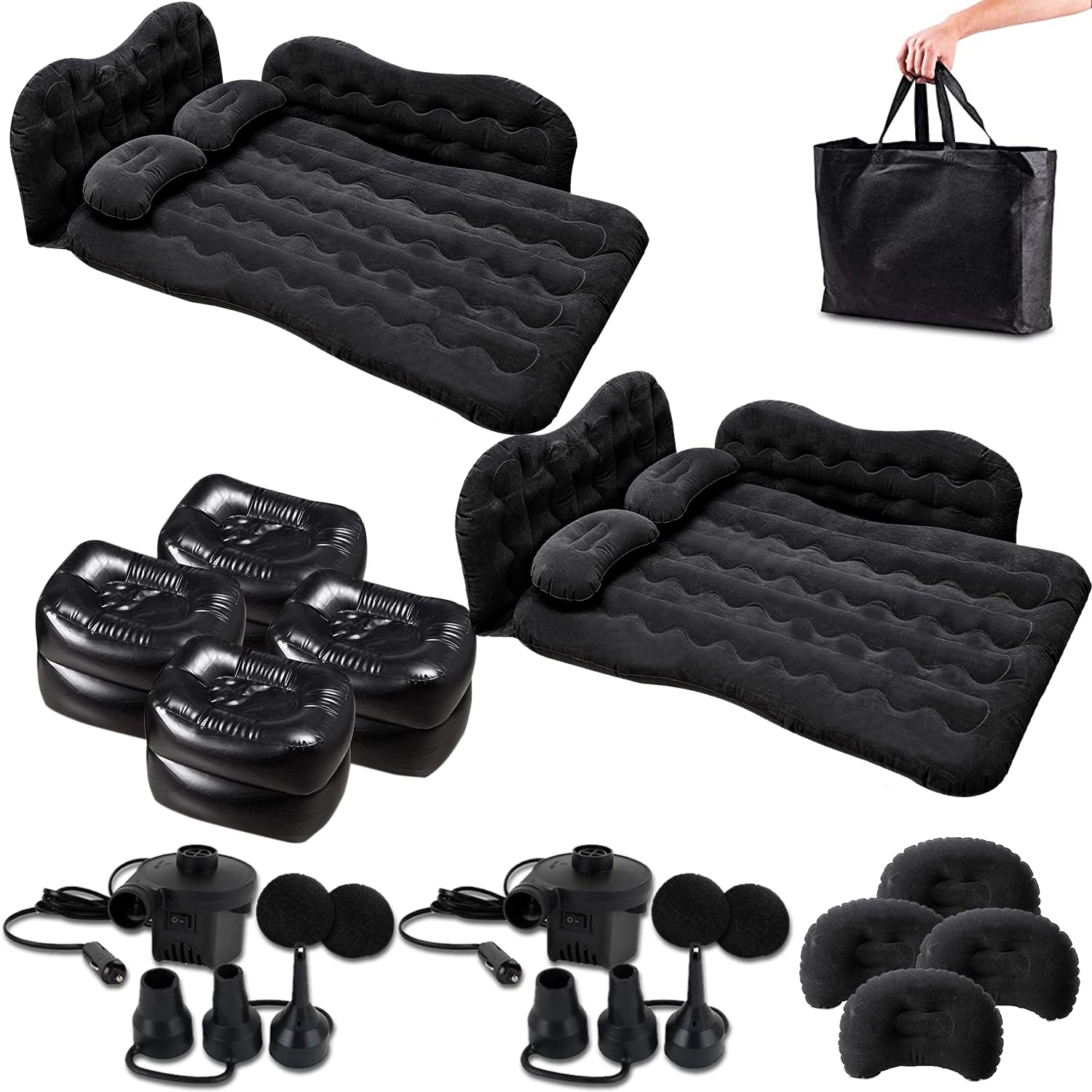 Zento Deals Bed For Car Inflatable Car Air Mattress Camping Bed Back Seat Mattress - Portable Travel Bed With Pillows - Travel C