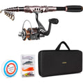 PLUSINNO Spinning Rod and Reel Combos Telescopic Fishing Rod Pole with Reel Line Lures Hooks Fishing Carrier Bag Case and Access