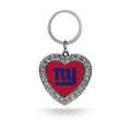 Rico Industries Nfl New York Giants Metal Rhinestone Heart Keychain
