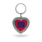 Rico Industries Nfl New York Giants Metal Rhinestone Heart Keychain