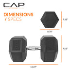 Cap Barbell Cap 100 Lb Coated Hex Dumbbell Weight, New Edition, Black, (Sdris-100)