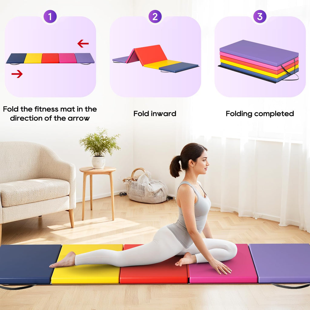 Gymnastics Mats Foldable Tumbling Mats Portable Gymnastics Exercise Mat Thick Gymnastics Tumbling Mats Pad Home Exercise Panel M