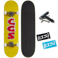 [Ccs] Furry Letters Skateboard Complete Yellow 7.50'' - Maple Wood - Professional Grade - Fully Assembled With Skate Tool And St