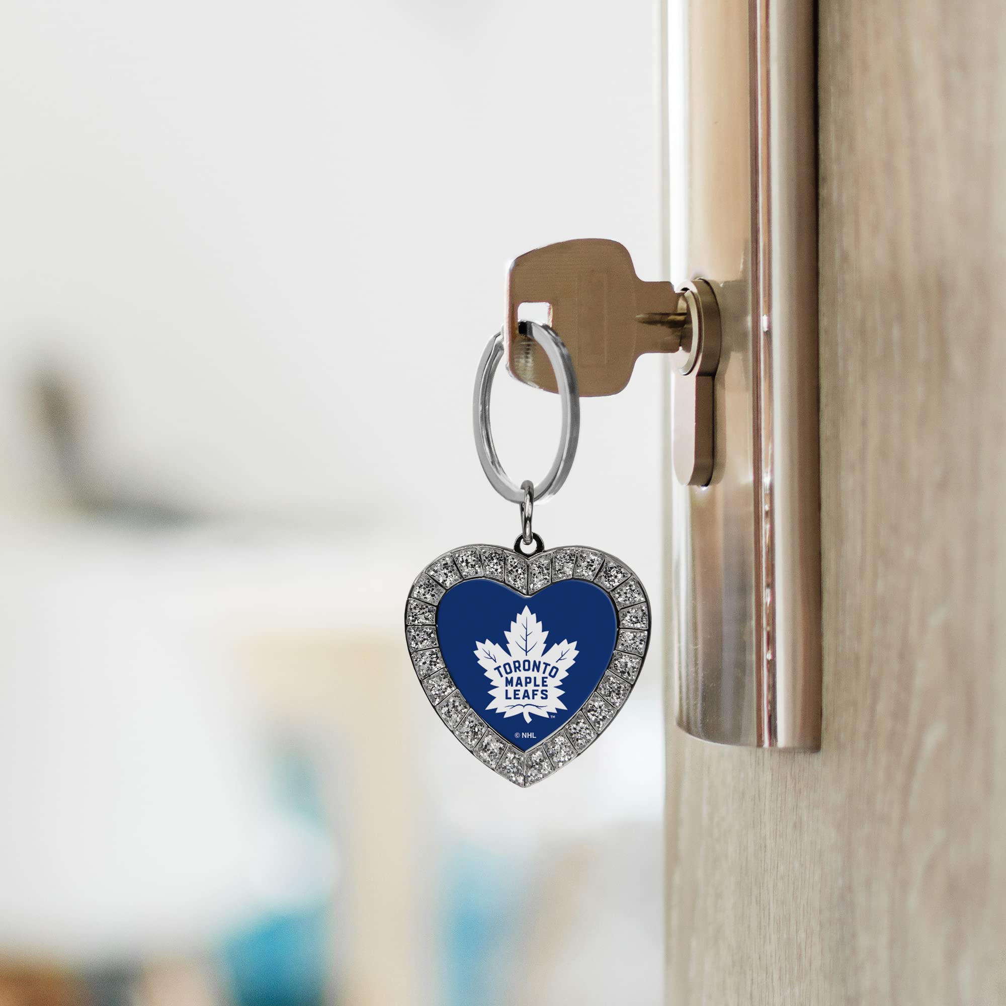 Rico Industries Nfl New York Giants Metal Rhinestone Heart Keychain