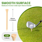 Wingolfer Golf Tees, 100 Packs Of 3 1/4 Inch Golf Tees, Professional Natural Bamboo Golf Tees, Durable & Stable Professional Tee