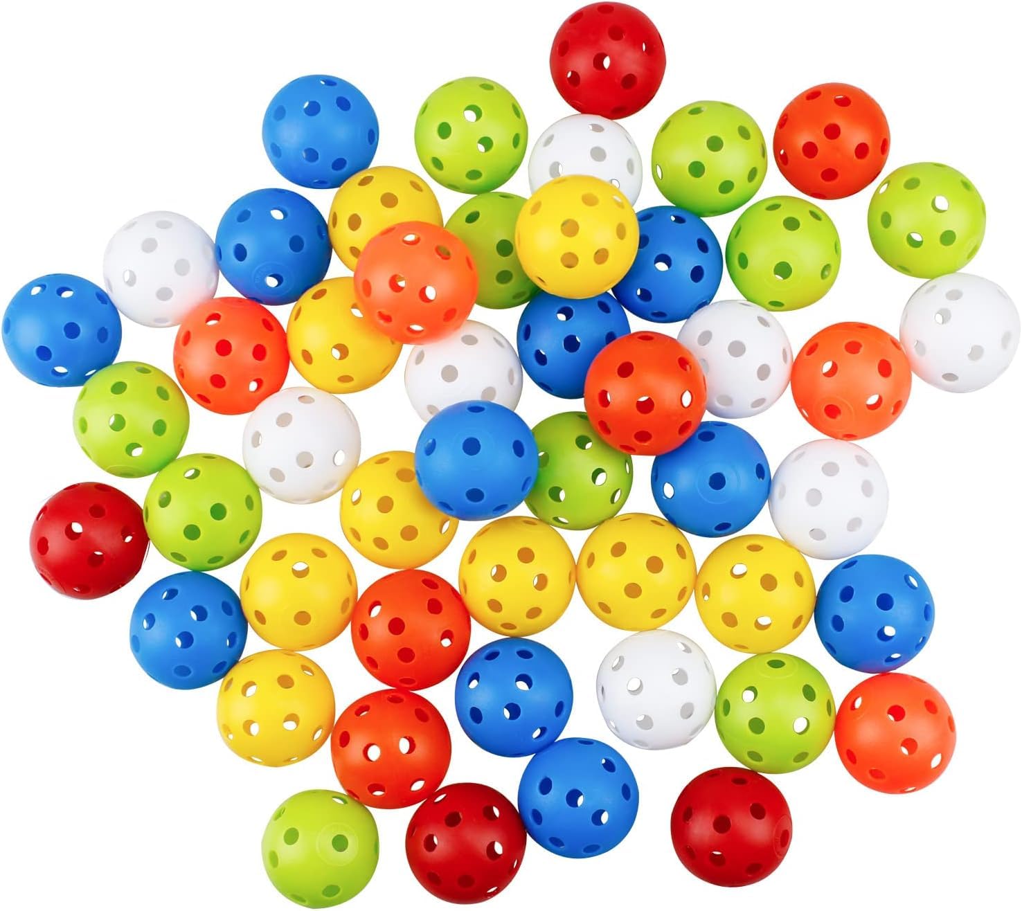 Kofull Colored Golf Practice Ball, 50Pack 42Mm Hollow Sports Golf Training Balls Plastic Airflow Good For Your Pets-(Multicolor)