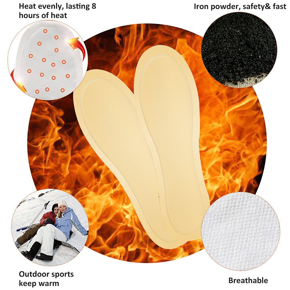 World-Bio Disposable Insole Foot Warmers - Long Lasting Safe Natural Odorless Air Activated Warmers - Provide 8 Plus Hour Heatin
