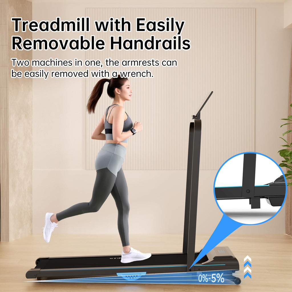 Modida 3-In-1 Foldable Treadmill For Home, Portable Walking Pad & Running Machine With Remote Control & Led Display, Compact Ele
