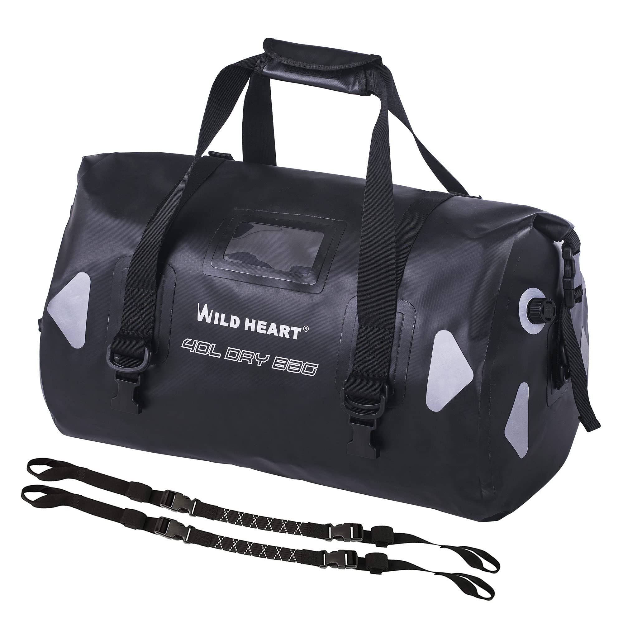 WILD HEART Waterproof Motorcycle Duffel Bag PVC500D With Rope Straps and Inner Pocket 40L 66L 100L for Kayaking, Camping, Boatin