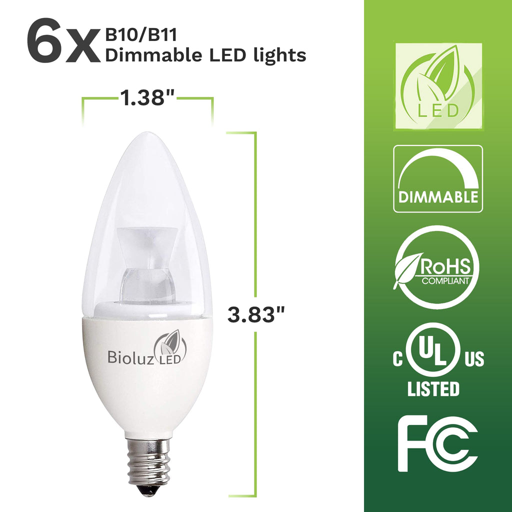 6 Pack 40 Watt Candelabra Bulbs 5W Dimmable Candelabra Led Bulbs C37 E12 Base 325 Lumens,120A Beam Angle 3000K Soft White Led Ca