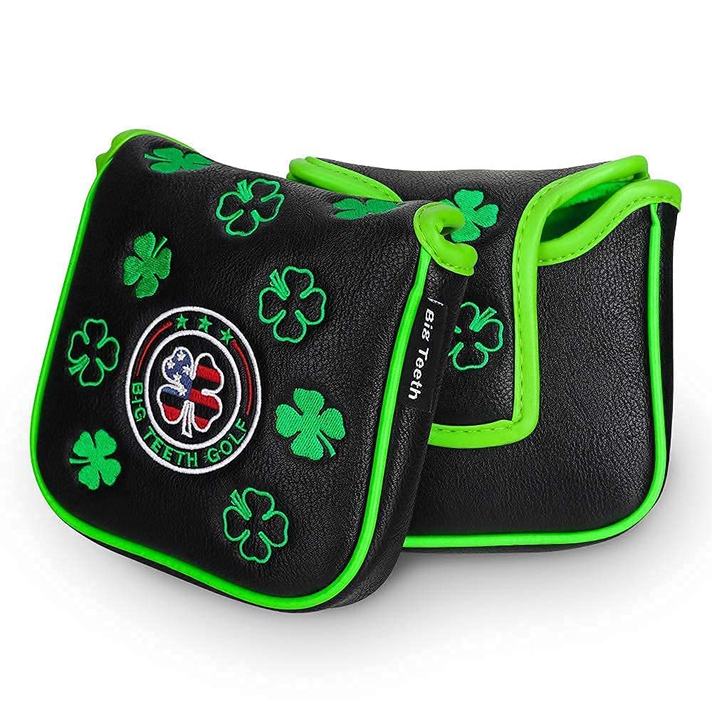 Big Teeth Lucky Clover Mallet Putter Cover Magnetic, Putter Covers For Golf Clubs Mallet, Putter Headcover Mallet Funny Fit Tayl