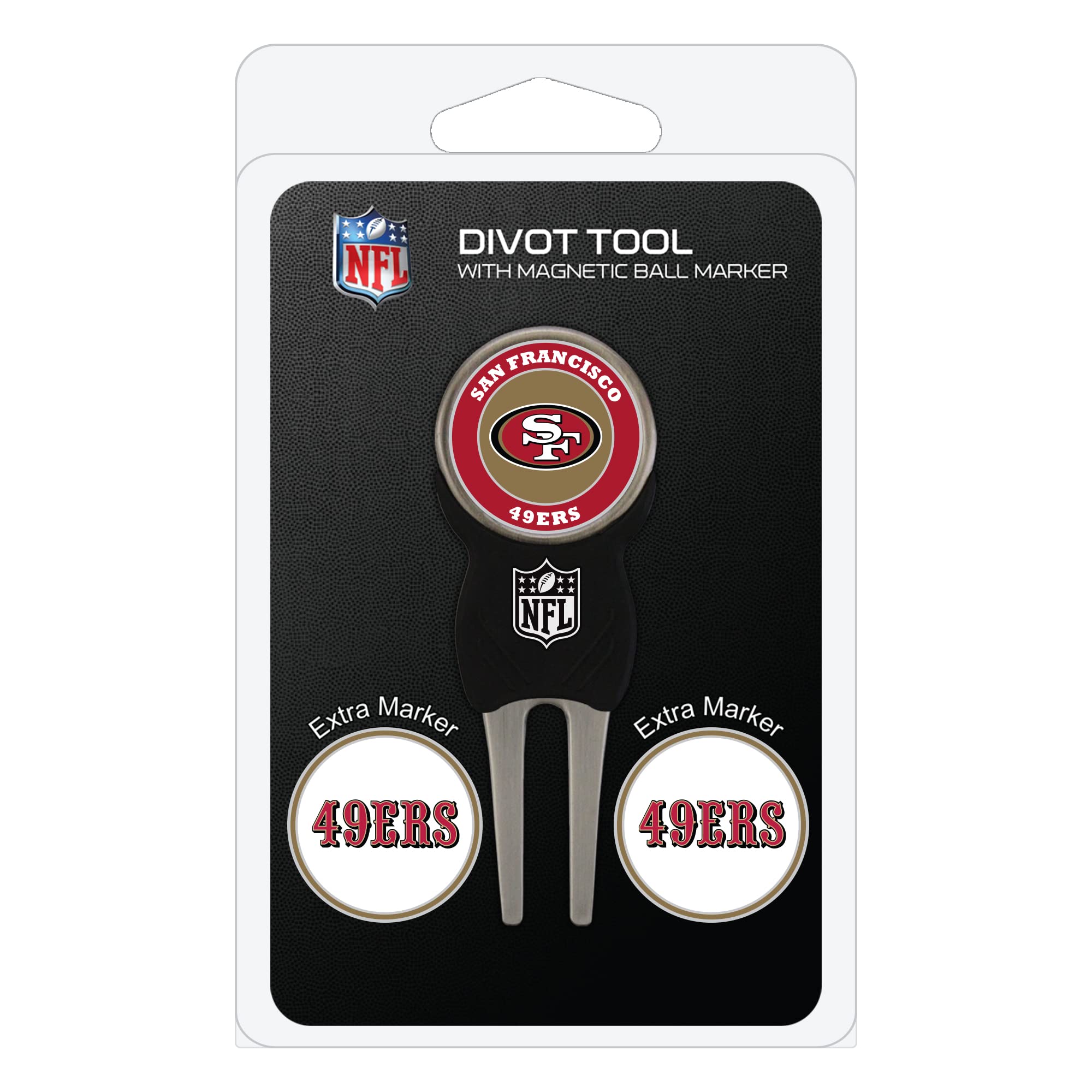 Team Golf Nfl San Francisco 49Ers Divot Tool Pack With 3 Golf Ball Markers Divot Tool With 3 Golf Ball Markers Pack, Markers Are