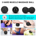 Foam Roller Set - High Density Back Roller, Muscle Roller Stick,2 Foot Fasciitis Ball, Stretching Strap, Peanut Massage Ball For