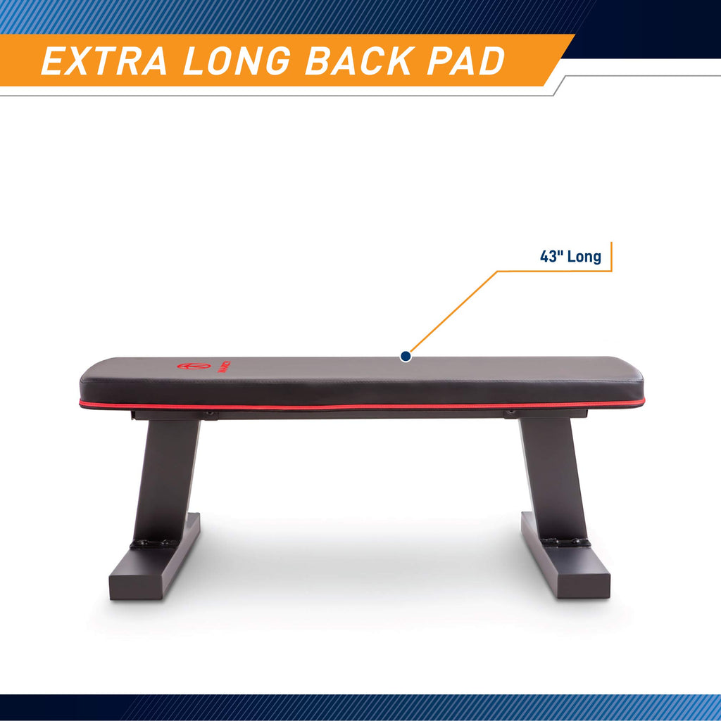 Marcy Deluxe Versatile Flat Bench Workout Utility Bench With Steel Frame Sb-10510, Black, 19.00 X 17.00 X 44.00 Inches