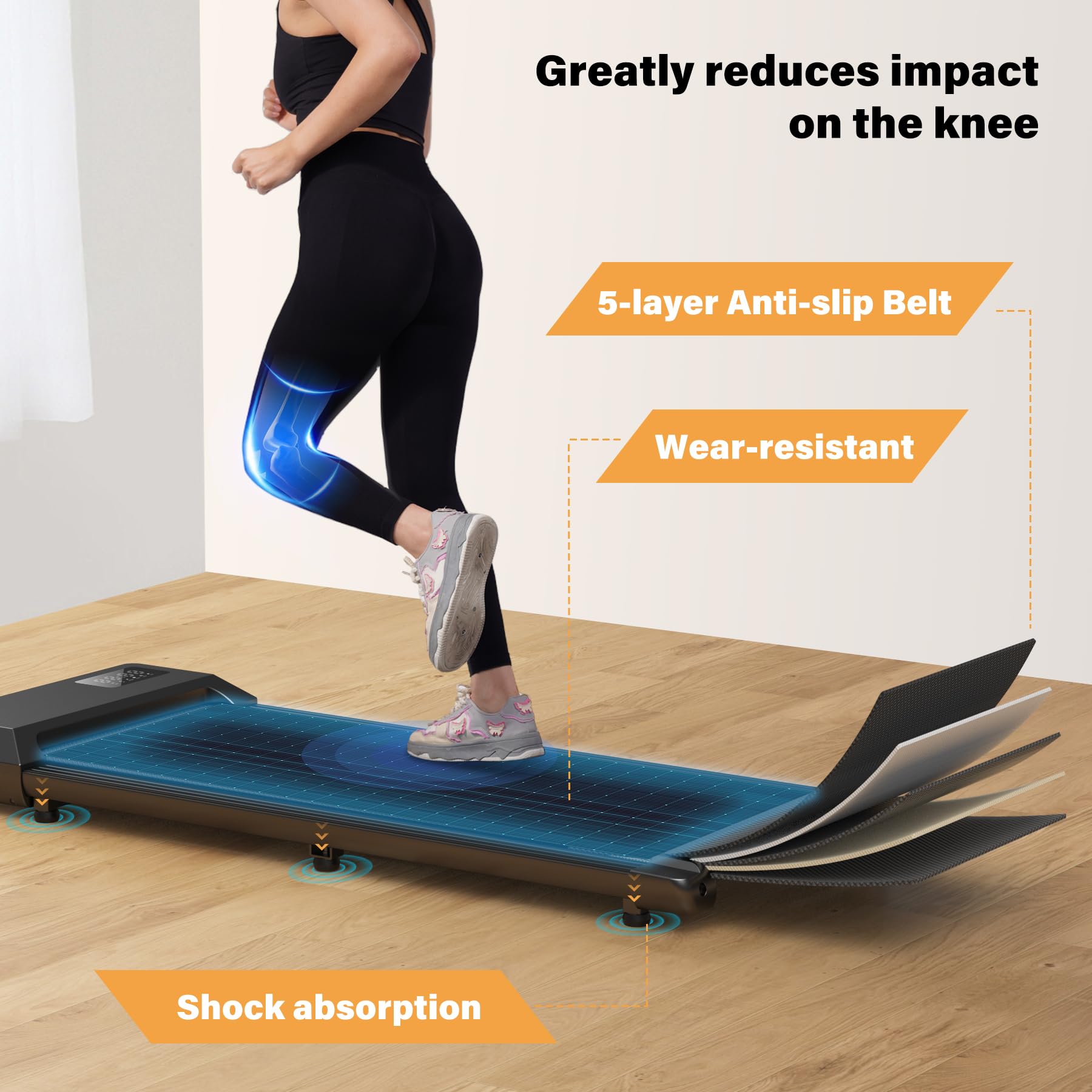Superun Walking Pad, Under Desk Treadmill, 2.5 Hp Quiet Walking Jogging Machine For Office Home Use, 3 In 1 Portable Treadmill W