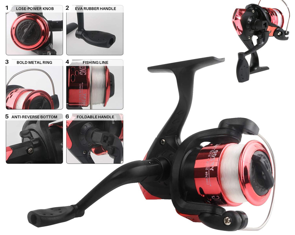 Telescopic Fishing Pole Reel Combo, 2Pcs 5.9Ft Collapsible Rods, 2Pcs Spinning Reels, Fishing Lures Hooks, Fishing Tackle Bag Al