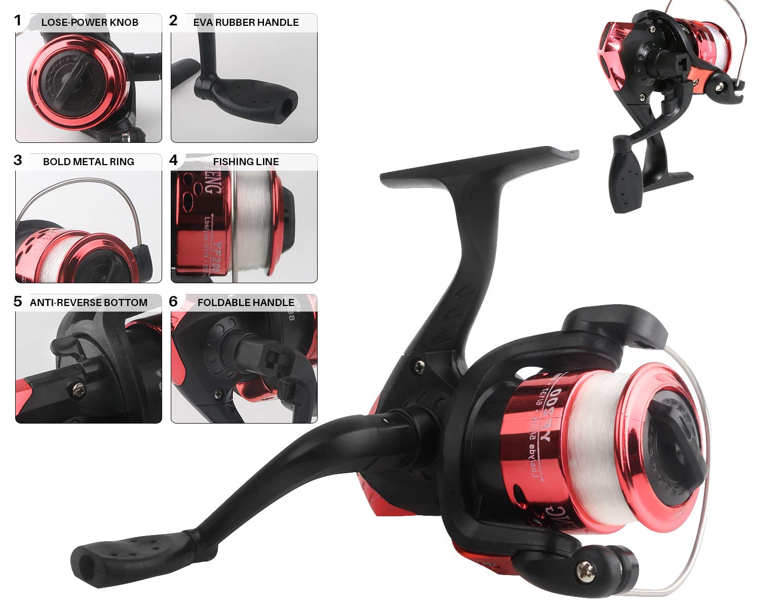 Telescopic Fishing Pole Reel Combo, 2Pcs 5.9Ft Collapsible Rods, 2Pcs Spinning Reels, Fishing Lures Hooks, Fishing Tackle Bag Al
