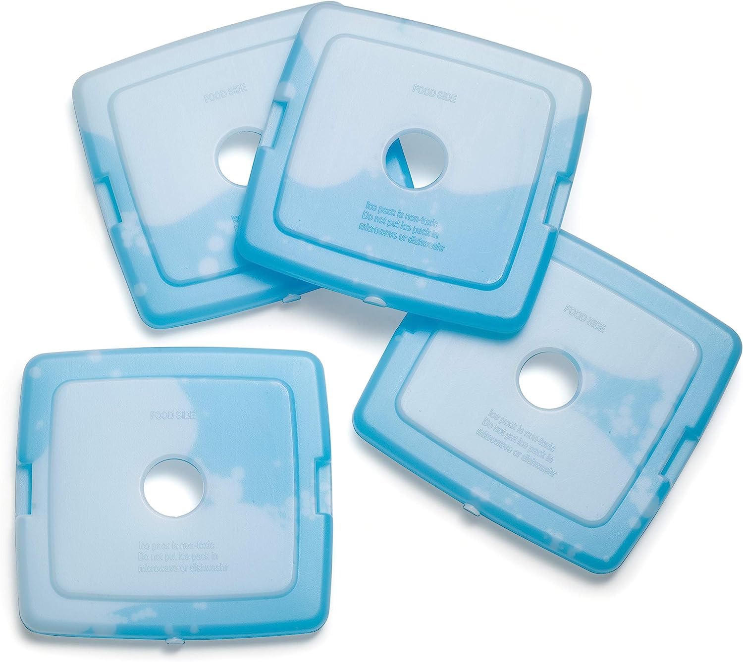Cool Coolers By Fit & Fresh 4 Pack Slim Ice Packs, Quick Freeze Space Saving Reusable Ice Packs For Lunch Boxes Or Coolers, Blue
