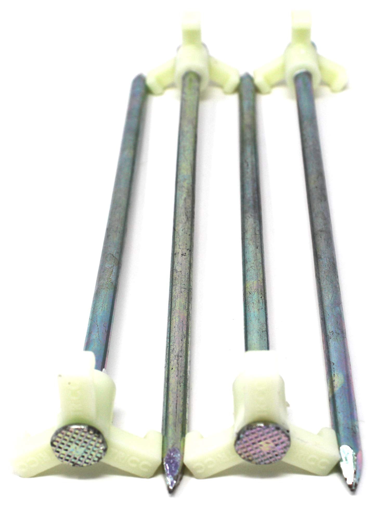 Tricc Unbreakable Heavy Duty Steel Tent/Canopy Stakes, Galvanized Non-Rust 10'' Three Pegged Solid, Sturdy Stakes For Outdoor Tr