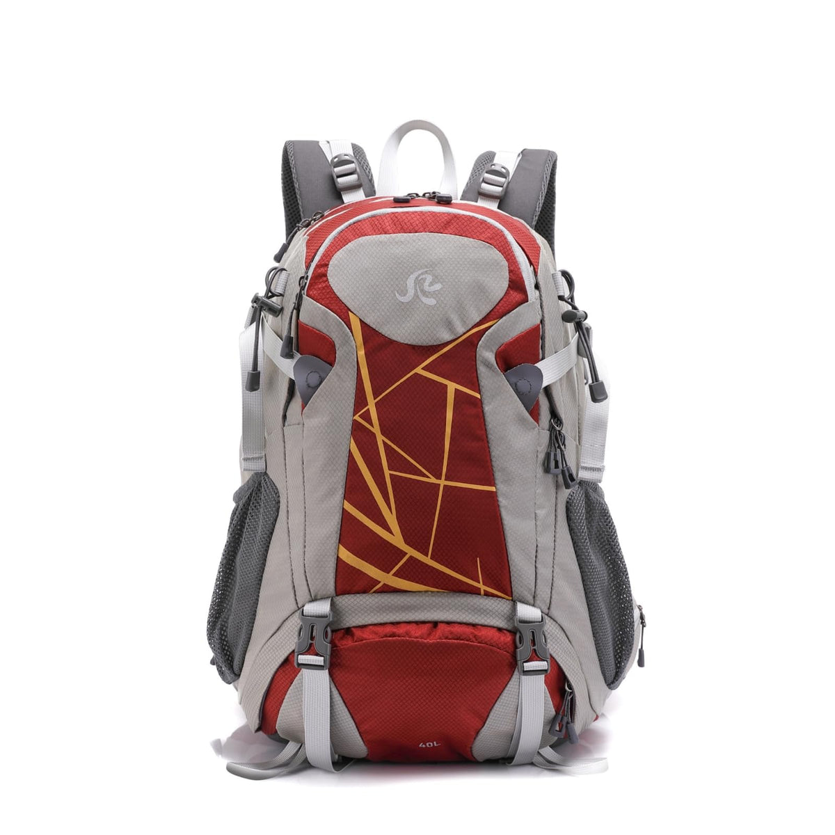 Trendynest Padded Shoulder Straps 40L Hiking Backpack Mesh Side Pockets MultiPanel Backpack Chest Strap Daypack Front Zip Pocke