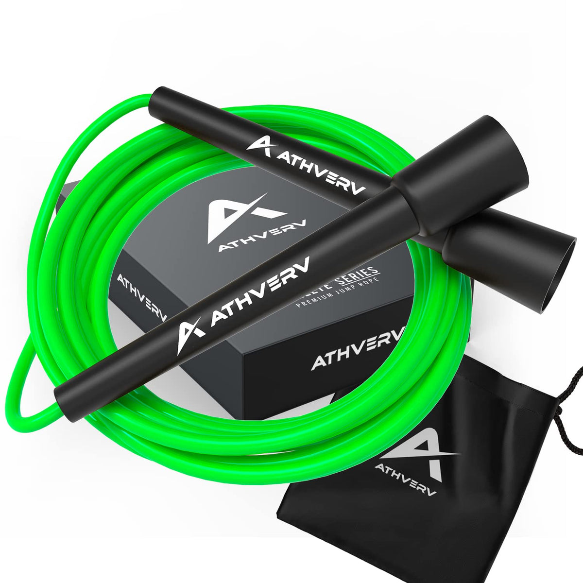 Athverv Adjustable Skipping Rope for Men, Women & Kids  Speed Jump Rope for Exercise Workout & Weight Loss (Yellow)  Handle Mat