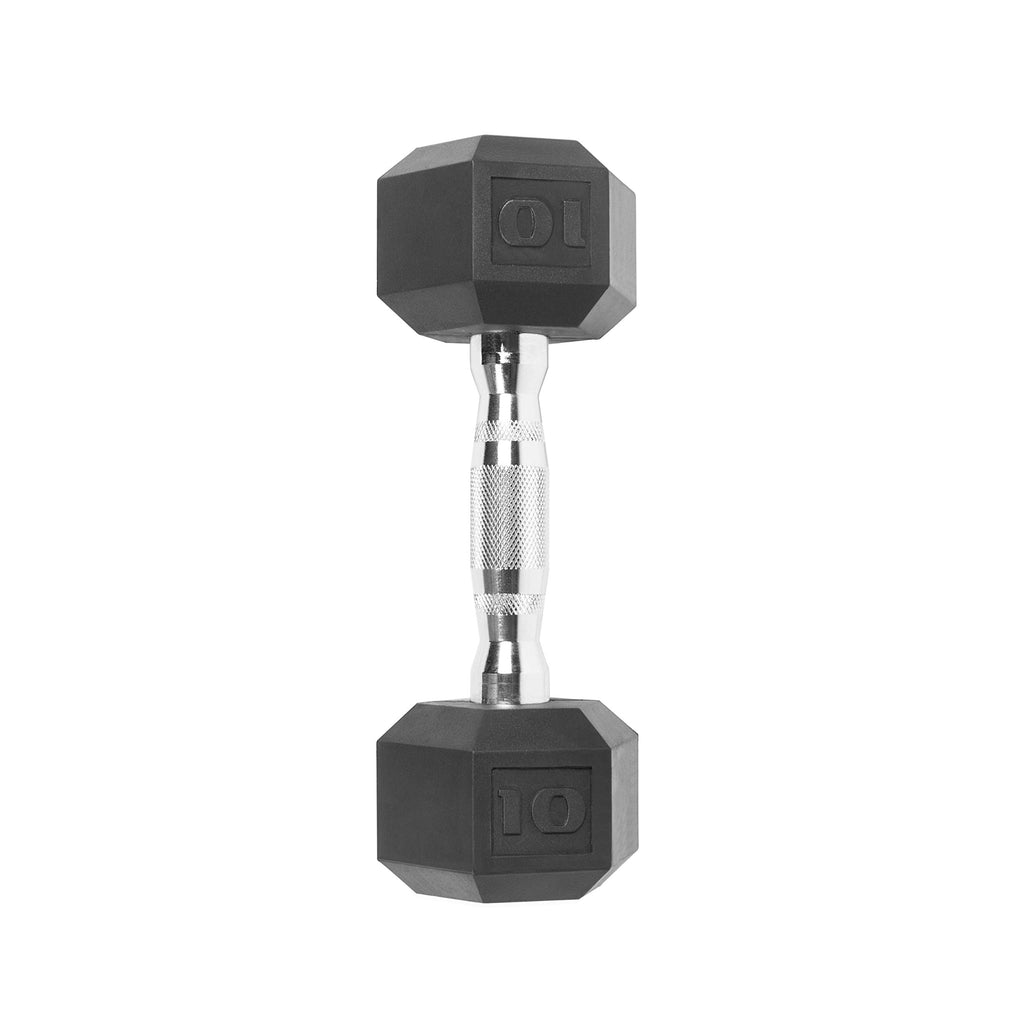 CAP Barbell 65 LB Rubber Coated Hex Dumbbell Hand Weight - Single | Chrome Handle